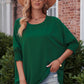 Round Neck Dolman Sleeve Textured Blouse