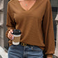 Perfee V-Neck Long Sleeve Top