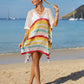 Cutout Striped Cover-Up with Tassel