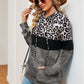 Leopard Drawstring Hoodie with Pocket