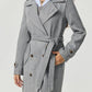 Collared Neck Long Sleeve Longline Coat