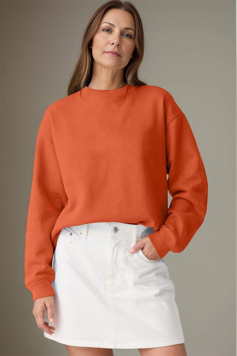 Round Neck Long Sleeve Sweatshirt Orange
