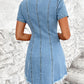 Raw Hem Button Up Short Sleeve Denim Dress