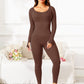 Scoop Neck Long Sleeve Active Jumpsuit