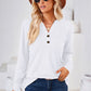 V-Neck Buttoned Long Sleeve Blouse