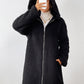 Zip Up Long Sleeve Sherpa Hooded Coat