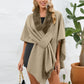 Fuzzy Trim Open Front Poncho