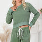 Round Neck Long Sleeve Top and Drawstring Shorts Lounge Set