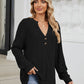 Ribbed Notched Long Sleeve T-Shirt