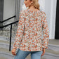 Printed Round Neck Flounce Sleeve Blouse