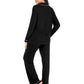 Collared Neck Long Sleeve Loungewear Set with Pockets