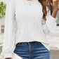 Eyelet Round Neck Long Sleeve Top