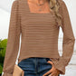 Striped Square Neck Flounce Sleeve Top