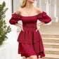 Smocked Square Neck Layered Dress