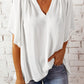 Ruched Notched Half Sleeve Blouse