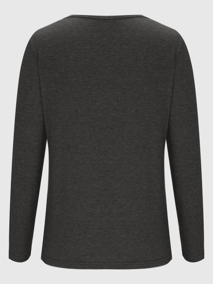 Crisscross V-Neck Long Sleeve T-Shirt