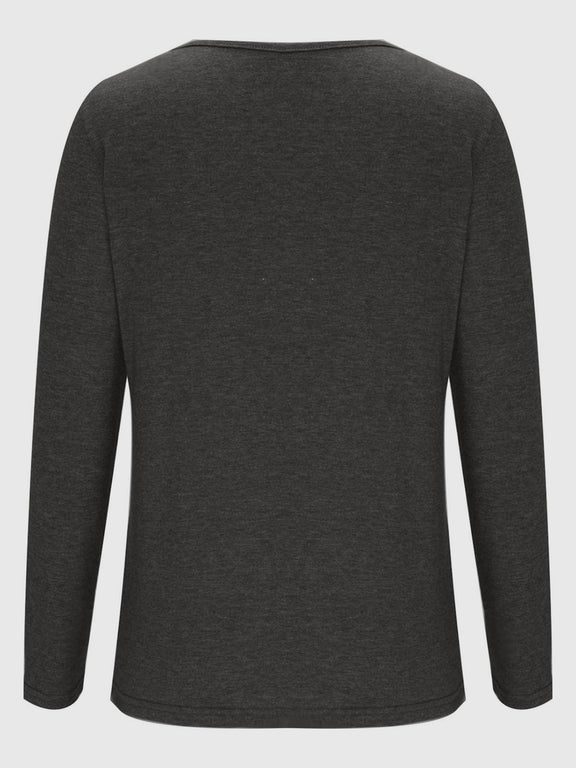 Crisscross V-Neck Long Sleeve T-Shirt