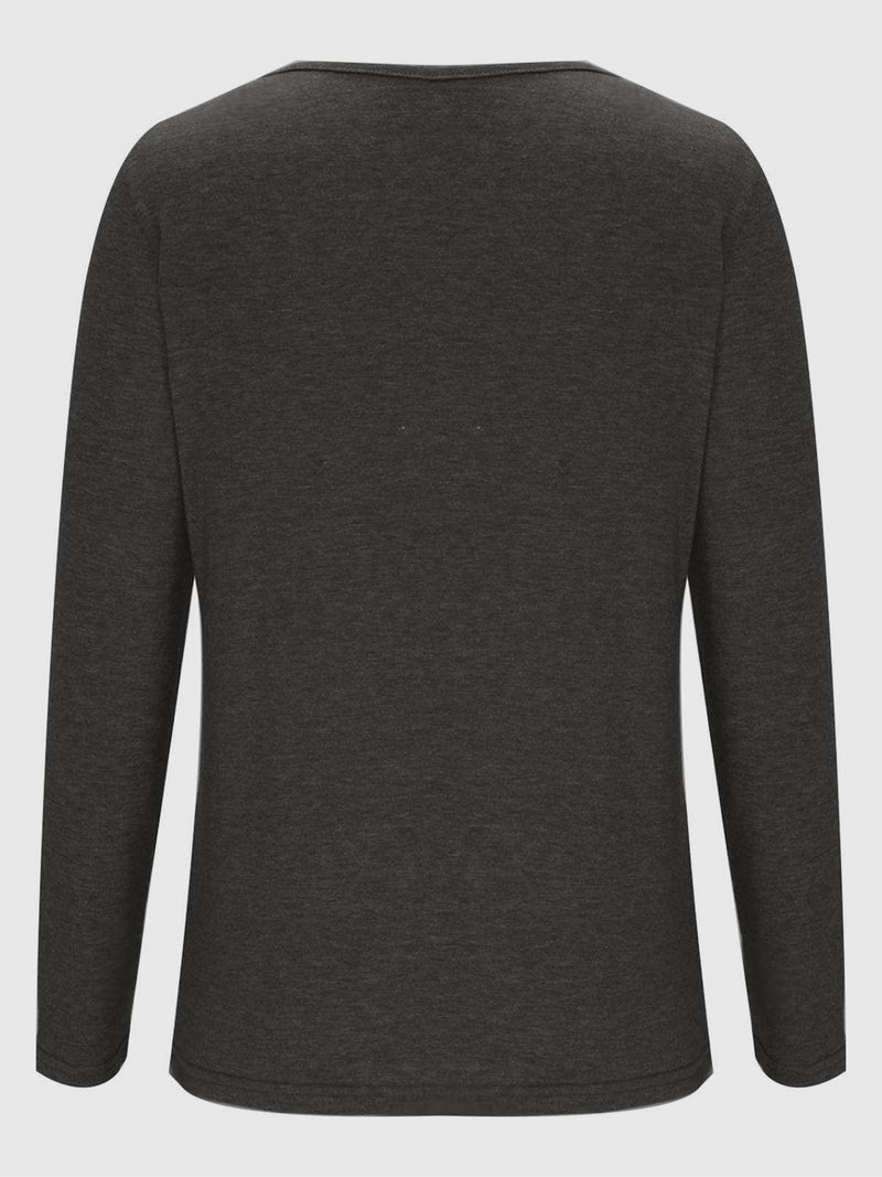 Crisscross V-Neck Long Sleeve T-Shirt