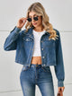 Button Up Long Sleeve Denim Jacket Dusty Blue
