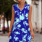 Floral Tie Neck Sleeveless Layered Dress