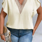 Plus Size V-Neck Petal Sleeve Blouse