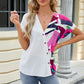 Printed Surplice Short Sleeve Blouse