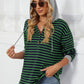 Drawstring Striped Long Sleeve Hoodie