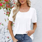 Ruched Scoop Neck Short Sleeve Blouse