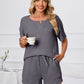 Notched Short Sleeve and Shorts Lounge Set