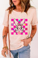 Rabbit Round Neck Short Sleeve T-Shirt Watermelon pink