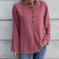 Ivy Lane Half Button Long Sleeve Blouse