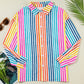 Striped Collared Neck Long Sleeve Shirt