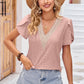 Eyelet V-Neck Petal Sleeve T-Shirt