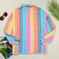 Striped Collared Neck Long Sleeve Shirt