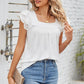 Eyelet Square Neck Cap Sleeve Blouse