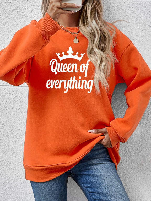 QUEEN OF EVERYTHING Round Neck Sweatshirt Pumpkin