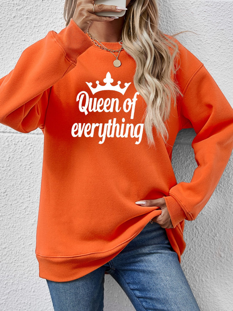 QUEEN OF EVERYTHING Round Neck Sweatshirt Pumpkin