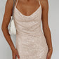 Cowl Neck Contrast Sequin Sleeveless Mini Dress