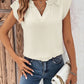 Notched Cap Sleeve Blouse