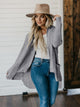 High-Low Open Front Cardigan with Pockets Dark Gray