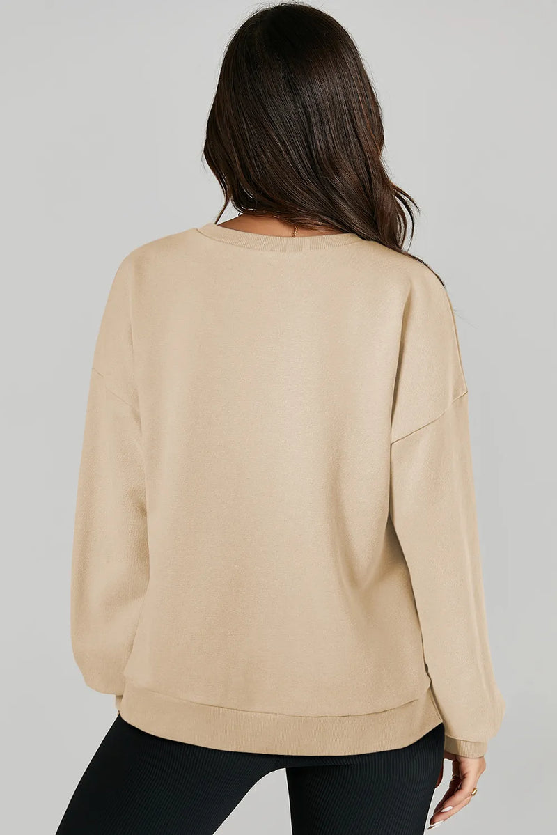 High-Low Round Neck Long Sleeve Sweatshirt