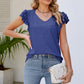 Smocked Flutter Sleeve V-Neck Top