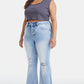 BAYEAS Full Size Distressed Raw Hem High Waist Flare Jeans