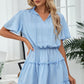 Tie Neck Frill Trim Short Sleeve Mini Dress