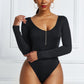 Half Zip Scoop Neck Long Sleeve Bodysuit