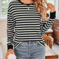 Lovelet Striped Round Neck Long Sleeve T-Shirt