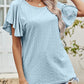 Round Neck Flutter Sleeve Blouse