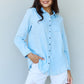 Doublju Blue Jean Baby Denim Button Down Shirt Top in Light Blue