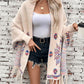 Fringe Geometric Open Front Long Sleeve Cape