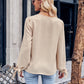 V-Neck Tie Cuff Puff Sleeve Blouse